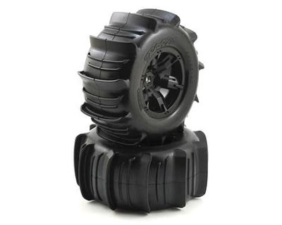 #7773  Traxxas X-Maxx Pre-Mounted Paddle Tires &amp; Wheels (2) (Black)