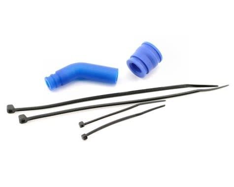 #5245 Traxxas Molded Pipe Coupler (Blue) w/ Exhaust Deflecter &amp; Long Cable Ties