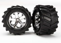#6771  Traxxas Tires and wheels, assembled, glued 2.8" (All-Star chrome wheels, Maxx® tires, foam inserts) (2)