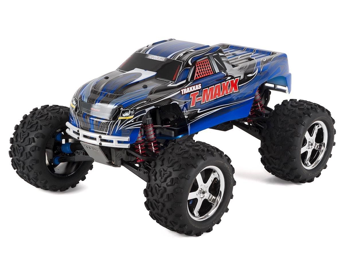 #49077-3-BLUE Traxxas T-Maxx 3.3 4WD RTR Nitro Monster Truck (Blue) w/TQi, TSM, Telemetry, Battery &amp; DC Charger
