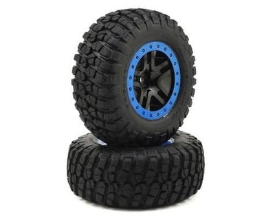 Traxxas BFGoodrich KM2 Tire w/Split-Spoke Rear Wheel (2) (Black/Blue) (Standard) #5883A