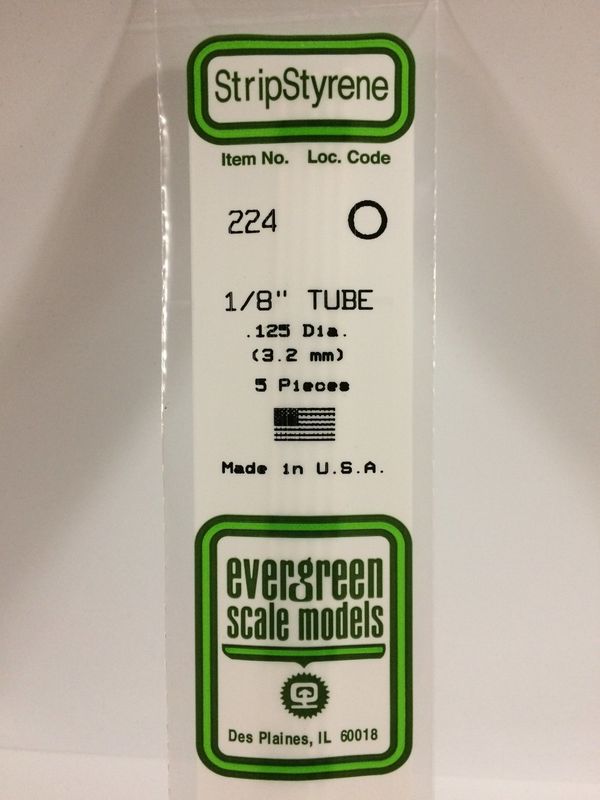 Evergreen 224 - .125" (3.2MM) OD OPAQUE WHITE POLYSTYRENE TUBING