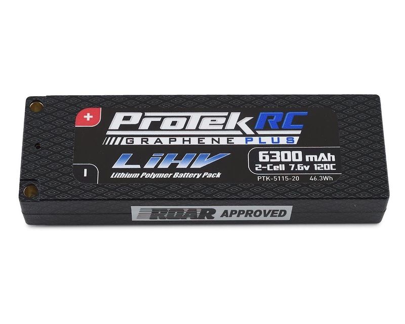 #PTK-5115-20 ProTek RC 2S 120C Low IR Si-Graphene + HV LCG LiPo Battery (7.6V/6300mAh) w/5mm Connectors (ROAR Approved)