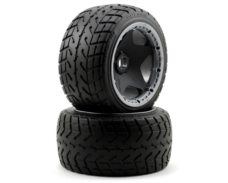 #4743  HPI Pre-Mounted Tarmac Buster Rear Tire w/Black Wheel (2)