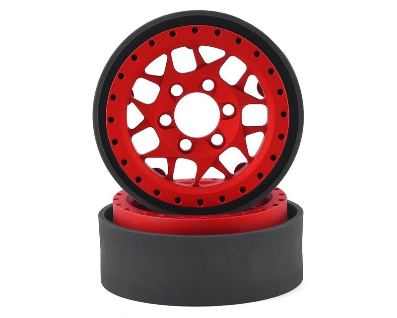 #VPS07713 Vanquish Products KMC XD127 Bully 1.9 Beadlock Crawler Wheels (Red) (2)