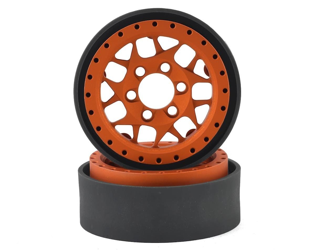 #VPS07715 Vanquish Products KMC XD127 Bully 1.9" Beadlock Crawler Wheels (Orange) (2)