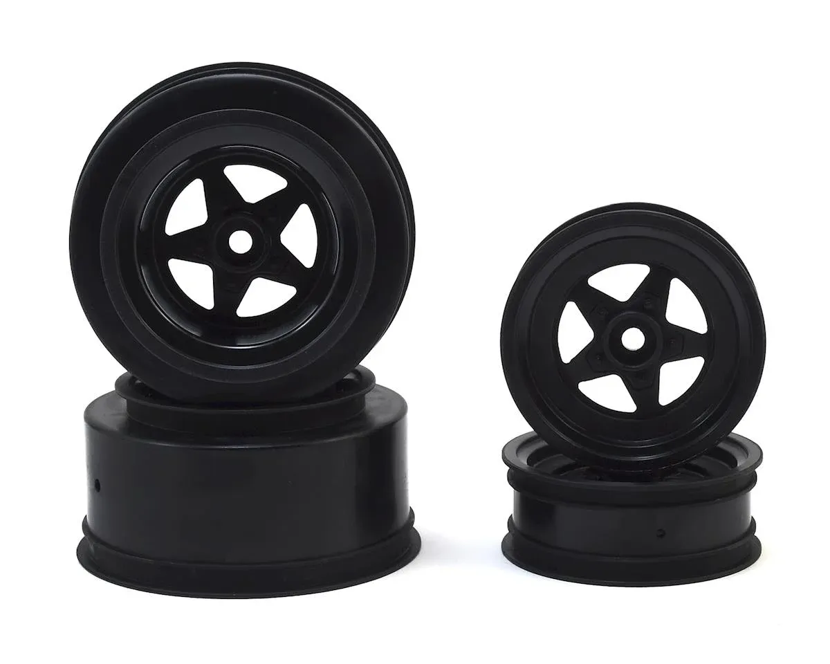 #3387B JConcepts Startec Street Eliminator Drag Racing Wheels (Black) w/12mm Hex (2x Rear SCT Wheels &amp; 2x Front Buggy Wheels)