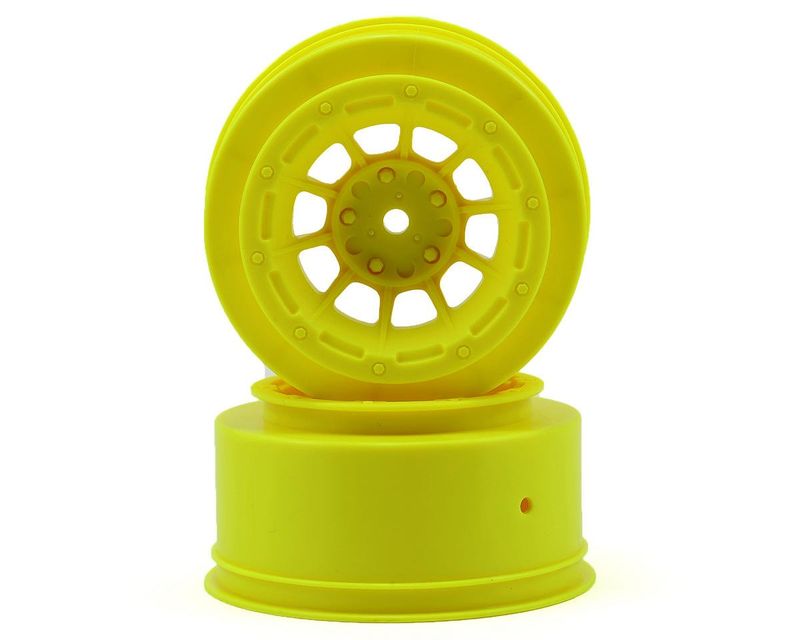 #3350Y JConcepts 12mm Hex Hazard Short Course Wheels (Yellow) (2) (Slash Front)