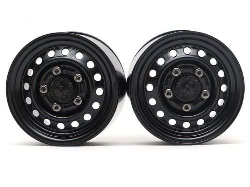 Boom Racing 1.55" 16-Hole Classic Steelie Reversible Beadlock Wheels (Rear) w/ XT504 Hubs (Black) #BRW780955RBK
