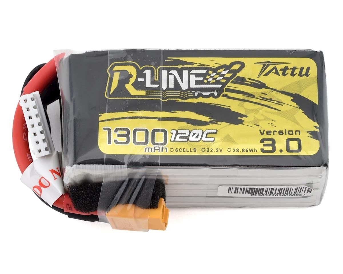 Tattu "R-Line 3.0" 6S LiPo Battery 120C (22.2V/1300mAh) w/XT-60 Connector #TA-RL3-120C-1300-6S1P