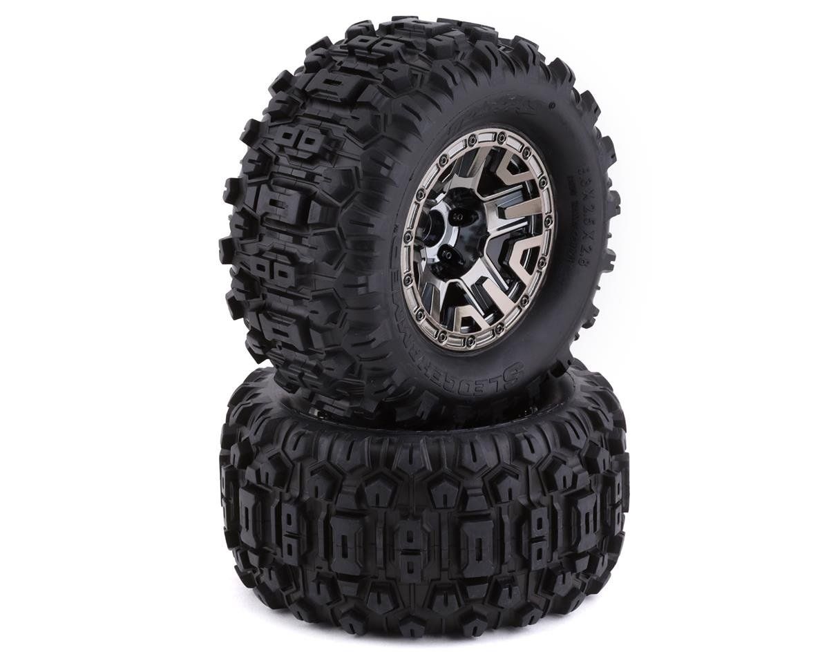 #9072  Traxxas Sledgehammer 2.8" Pre-Mounted Tires (2) (Black Chrome)