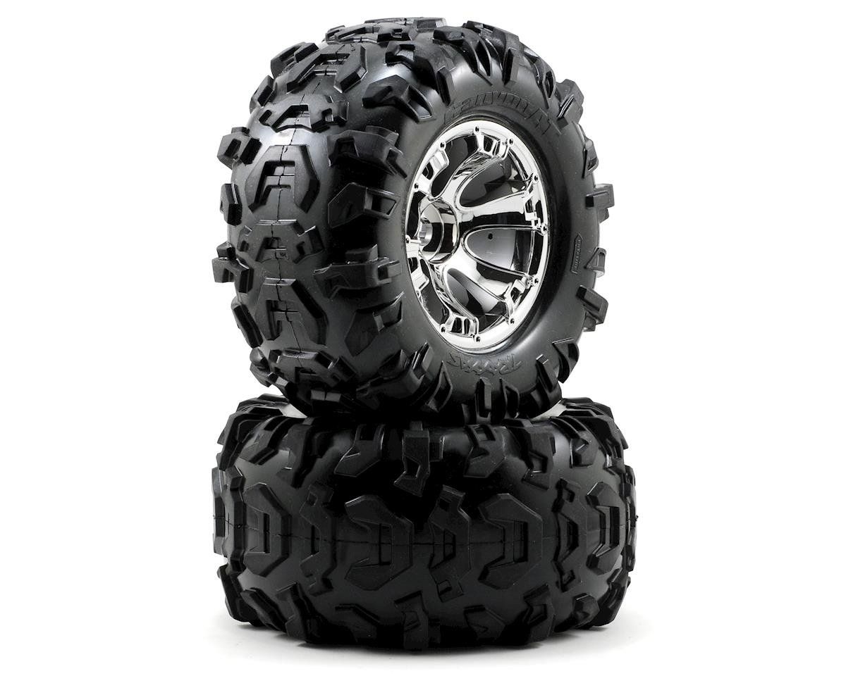 #5673  Traxxas Canyon 3.8" Pre-Mounted Tires w/Geode Wheels (2) (Summit) (Chrome)