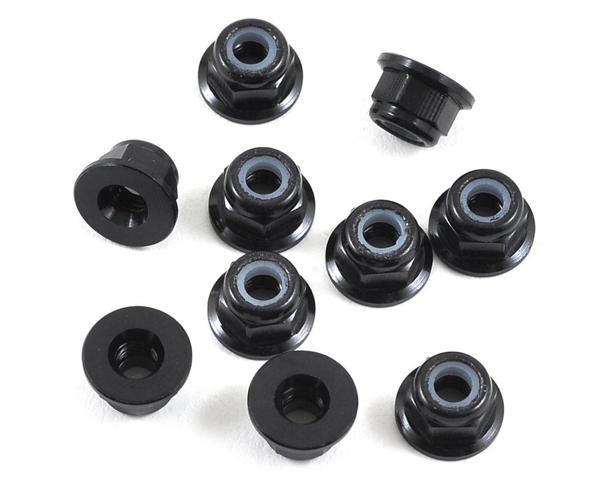 Team Losi Racing 3mm Flanged Aluminum Locknuts (10) (Black) #TLR336005