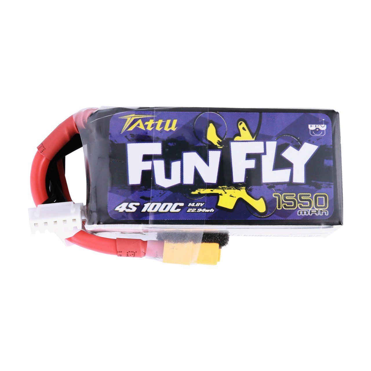 #TA-FF-100C-1550-4S1P Tattu FunFly 4S LiPo Battery 100C (14.8V/1550mAh) (JST-XH) w/XT-60 Connector