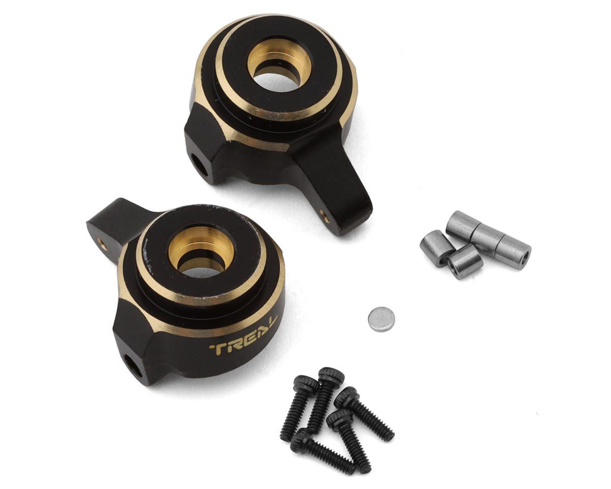 #X002MHU5DR Treal Hobby Axial SCX24 Brass Front Steering Knuckles (Black) (2) (10g)