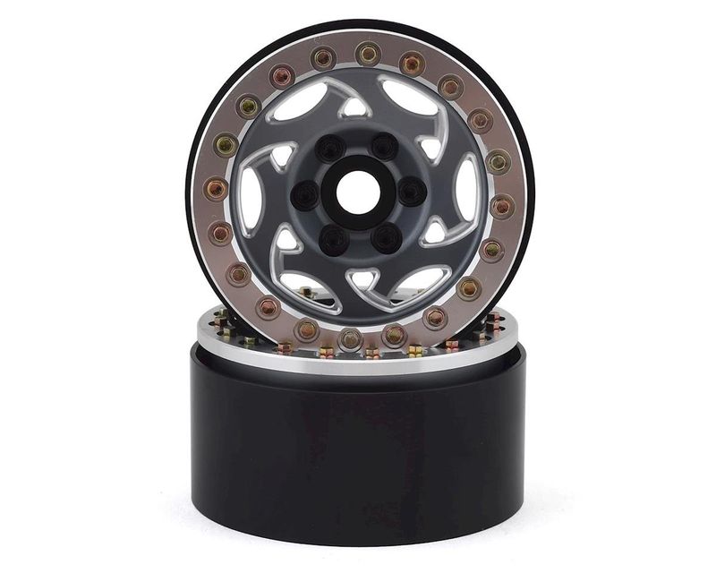 #SSD00402 SSD RC 1.9” Champion Beadlock Wheels (Grey/Silver) (2)