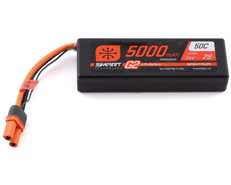 #SPMX52S50H5 Spektrum RC 2S Smart LiPo 50C Hard Case Battery Pack (7.4V/5000mAh) w/IC5 Connector
