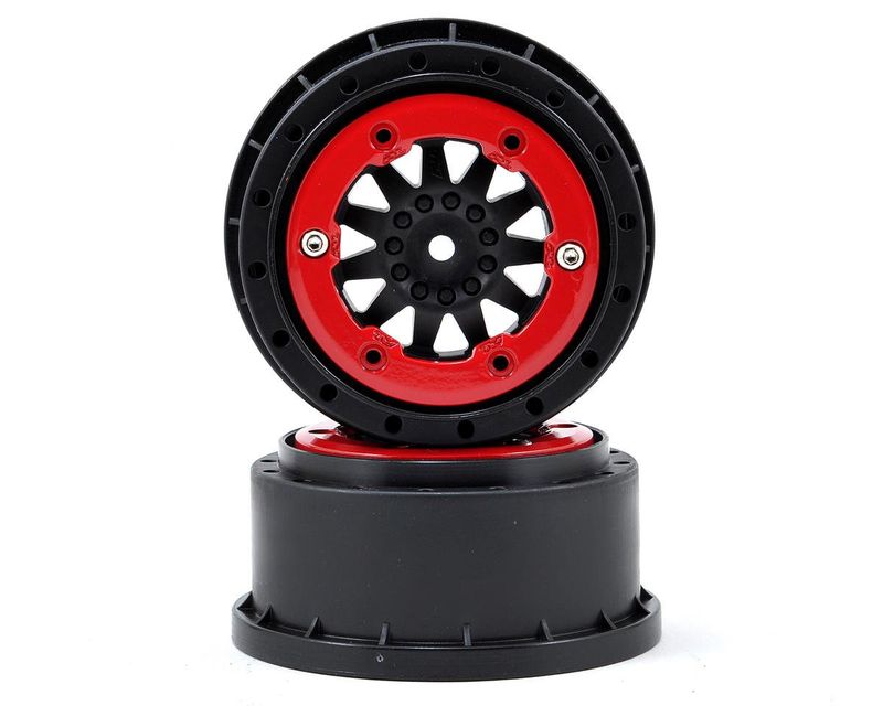 Pro-Line ProTrac F-11 Bead-Loc Short Course Wheels (Black/Red) (2) w/12mm Hex (2WD Slash) #2745-03