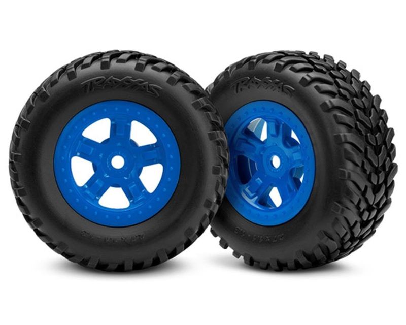 #7674 Traxxas 1/18 SCT Pre-Mounted Tires w/SCT Wheels (Blue) (2)