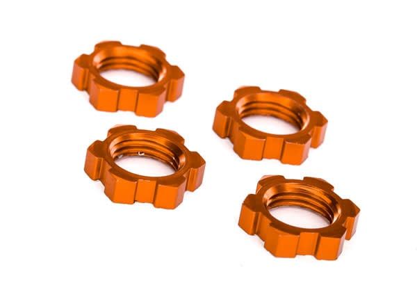 #7758T Traxxas Sledge/X-Maxx/E-Revo VXL 17mm Splined Wheel Nut (Orange) (4)