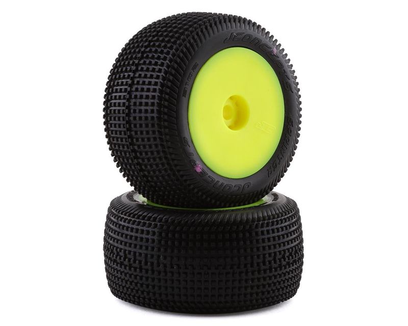 #3102-201091 JConcepts Mini-T 2.0 Sprinter Pre-Mounted Rear Tires (Yellow) (2) (Pink)
