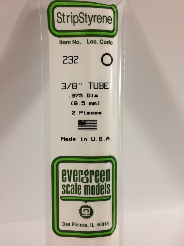 Evergreen Scale Models Round Tubing 3/8" (2) #232