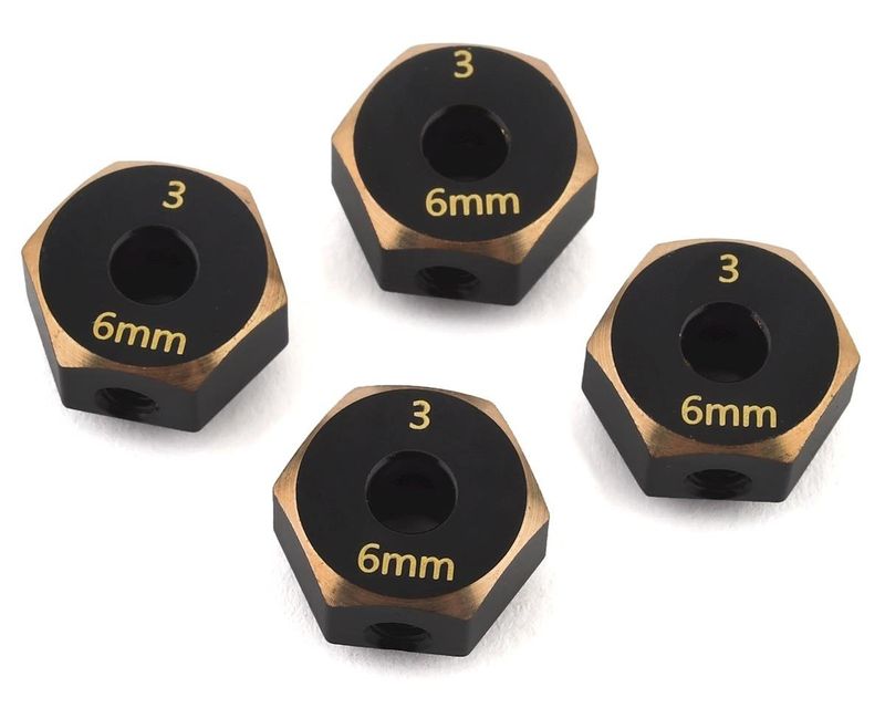 Samix SCX10 III Brass 12mm Hex Adapter (4) (6mm) #SAMSCX3-4063-6