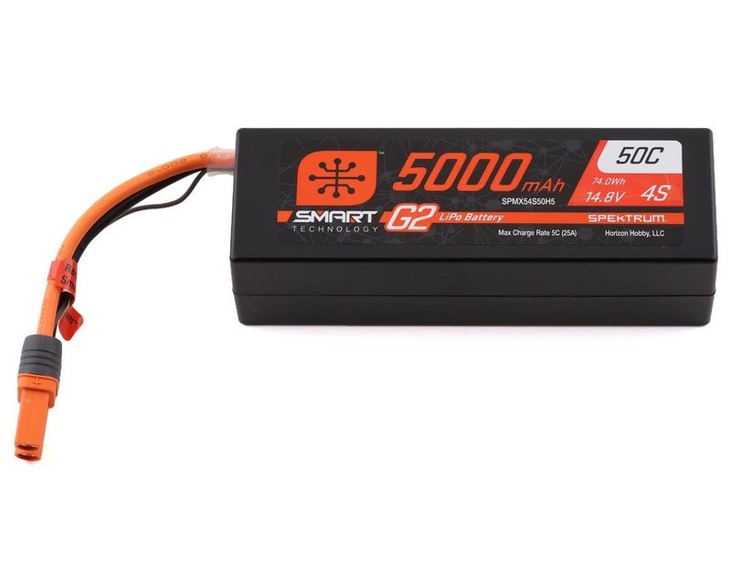 #SPMX54S50H5 Spektrum RC 4S Smart G2 LiPo 50C Battery Pack (14.8V/5000mAh) w/IC5 Connector