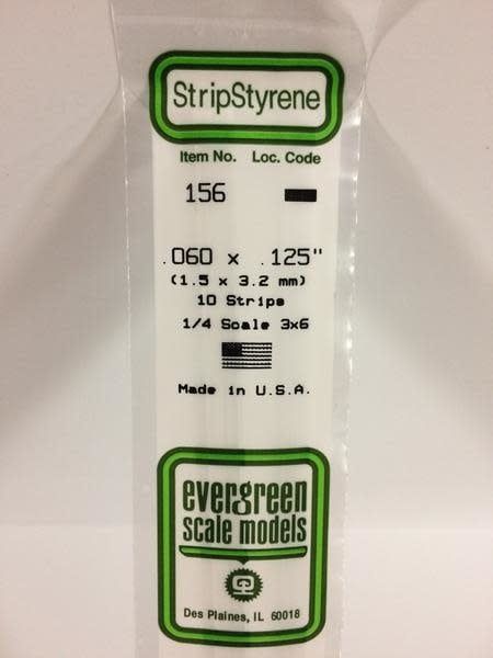 Evergreen 156 - .060" X .125" OPAQUE WHITE POLYSTYRENE STRIP