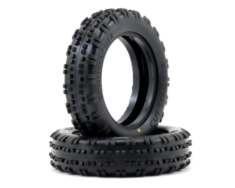 Schumacher "Cut Stagger" Slim 2.2" 1/10 2WD Buggy Front Carpet Tires (2) (Yellow) #U6759