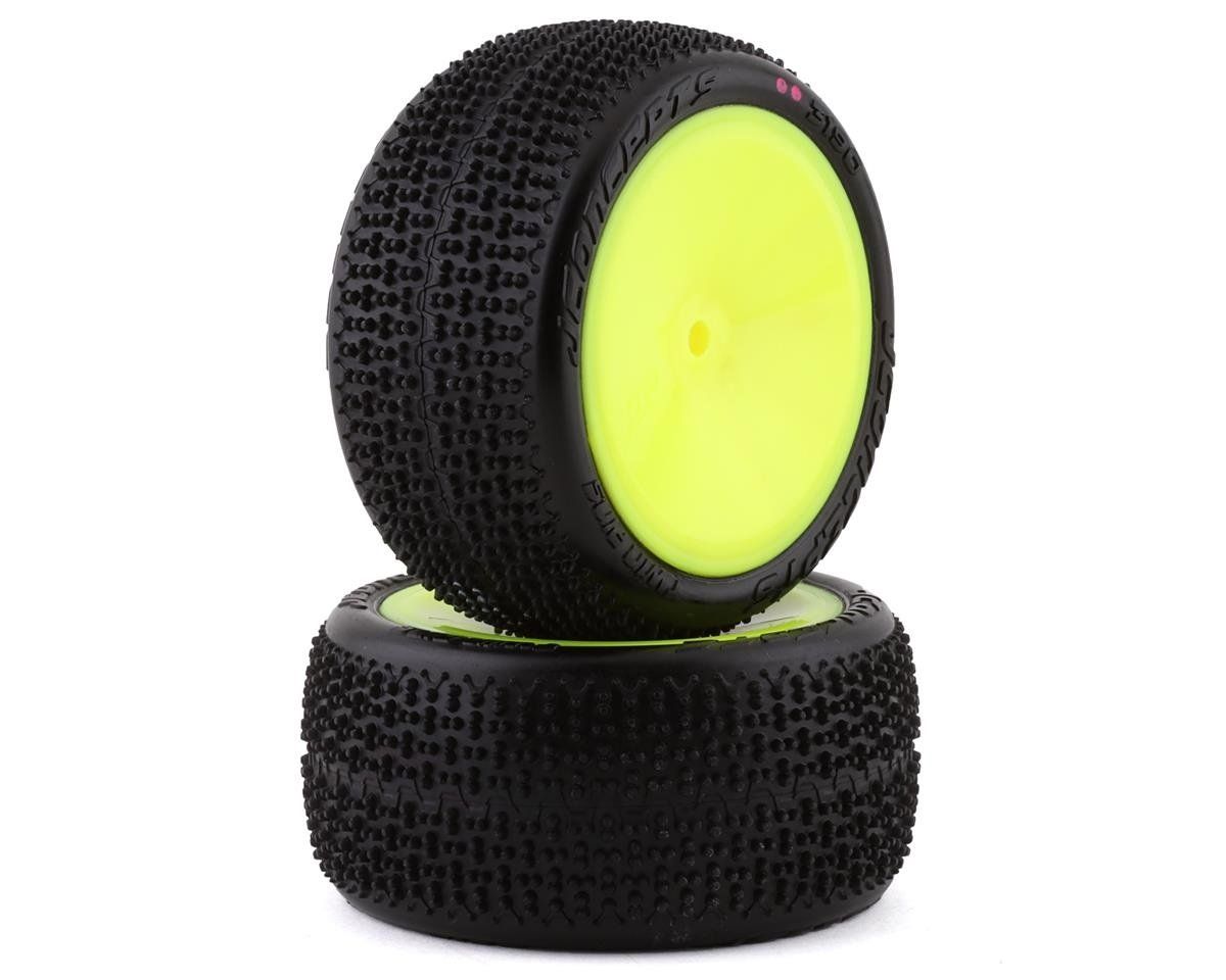#3190-201021 JConcepts Twin Pins 2.2" Pre-Mounted Rear Buggy Carpet Tires (Yellow) (2) (Pink) w/12mm Hex