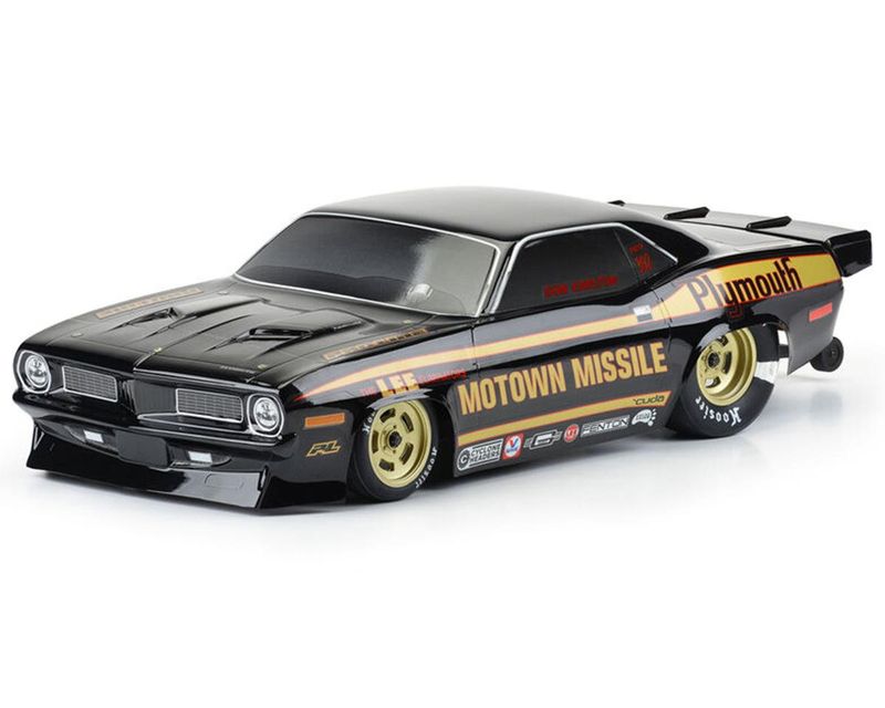 #3550-18 Pro-Line 1972 Plymouth Barracuda Motown Missile No Prep Drag Racing Body (Black) (Tough-Color)