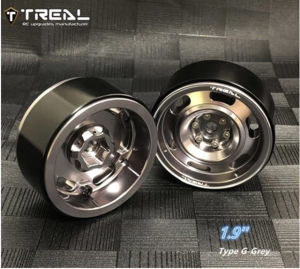 #X0030DEJAH Treal Metal 1.9 Beadlock Wheel Rims 4pcs Vintage Design Wheel Hub for Wagon Wheel 1:10 RC Crawler -Type G (Gray)