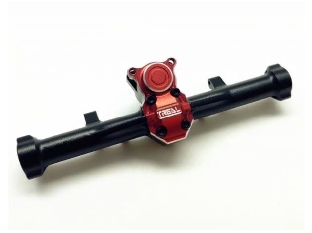 #X002KM1HGN Treal SCX24 Aluminum Rear Axle/Diff Housing (Black-Red)