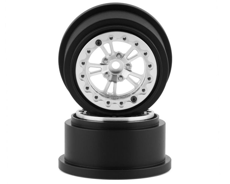 #SSD00481 SSD RC V-Spoke Aluminum Rear 2.2/3.0” Drag Racing Beadlock Wheels (Silver) (2)
