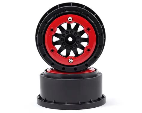 #2746-03 Pro-Line F-11 Bead-Loc Short Course Wheels (Black/Red) (2) w/12mm Hex (Slash Rear)