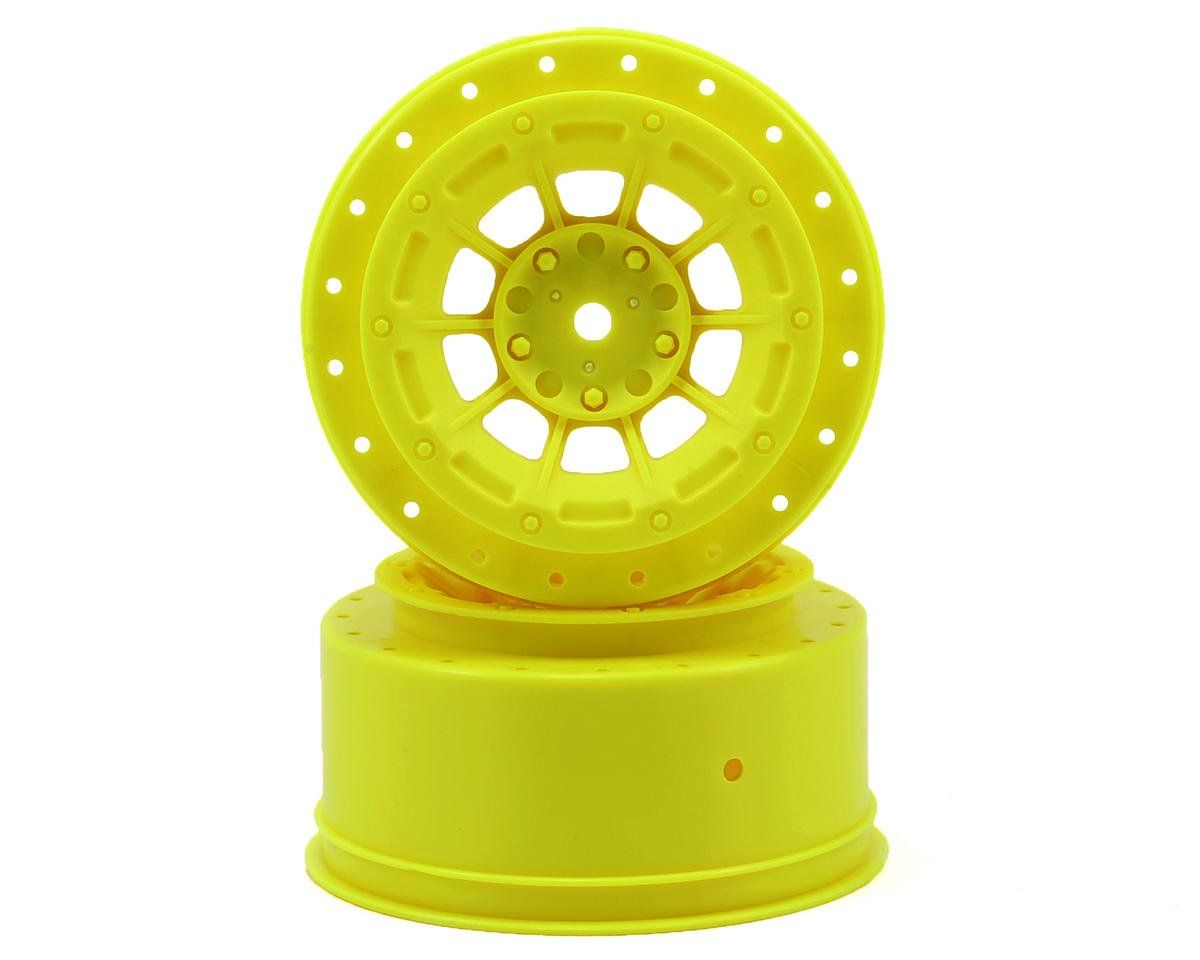 #3344Y JConcepts 12mm Hex Hazard Short Course Wheels w/3mm Offset (Yellow) (2) (SC5M)
