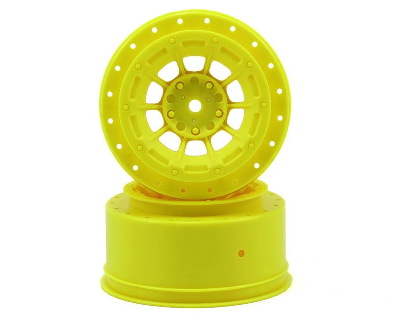 #3344Y JConcepts 12mm Hex Hazard Short Course Wheels w/3mm Offset (Yellow) (2) (SC5M)