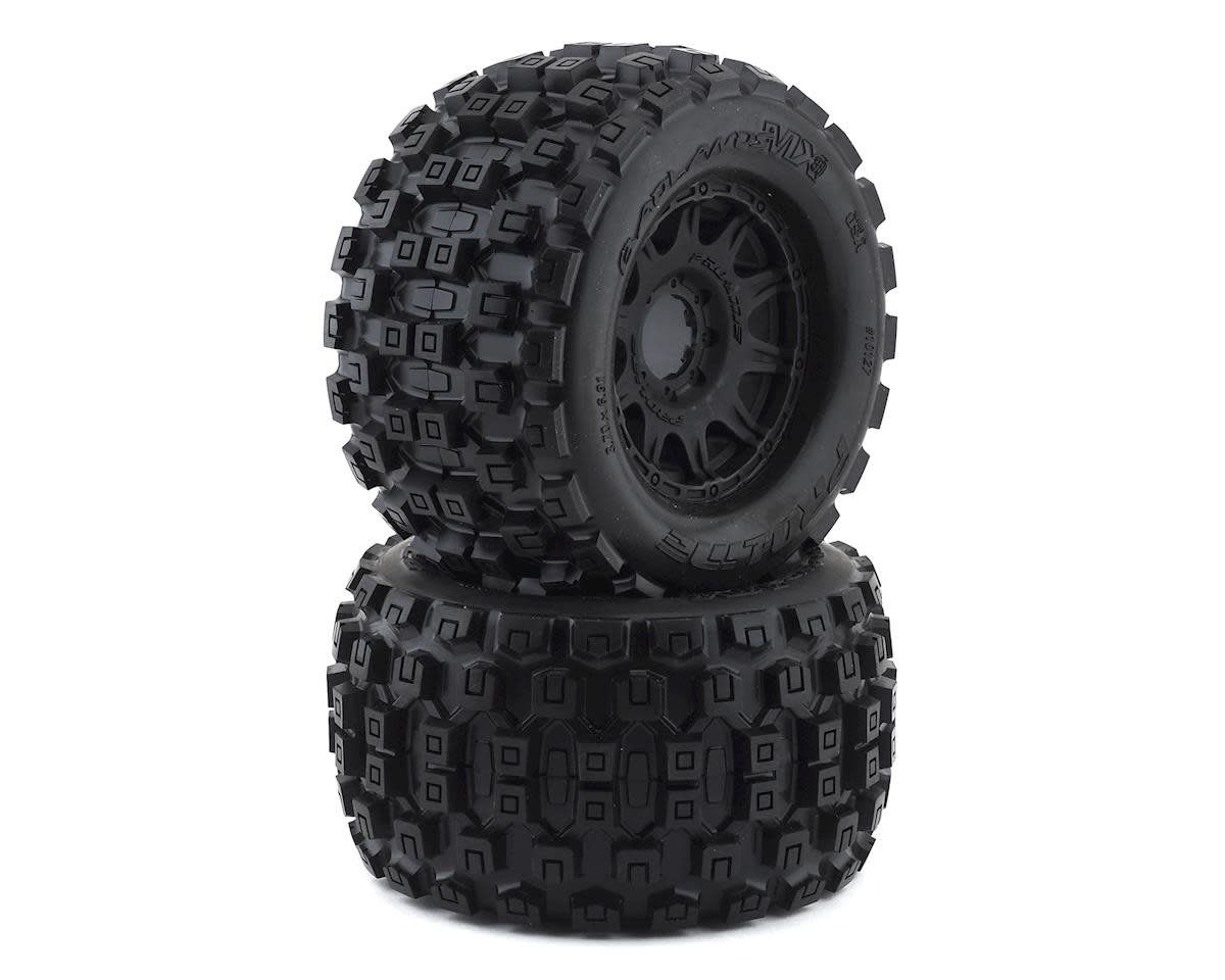 #10127-10 Pro-Line Badlands MX38 3.8" Tire w/Raid 8x32 Wheels (Black) (2) (M2) w/Removable Hex