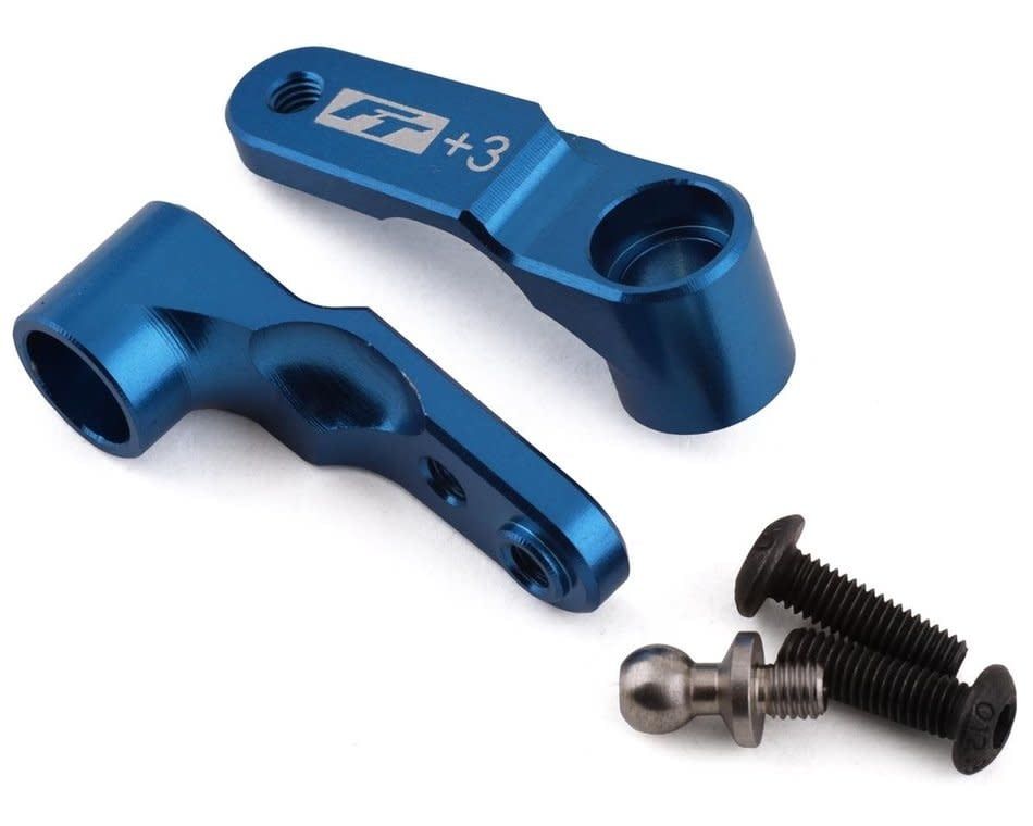 Team Associated RC10B6 Factory Team Aluminum Steering Bellcrank (Blue) (+3mm) #91914
