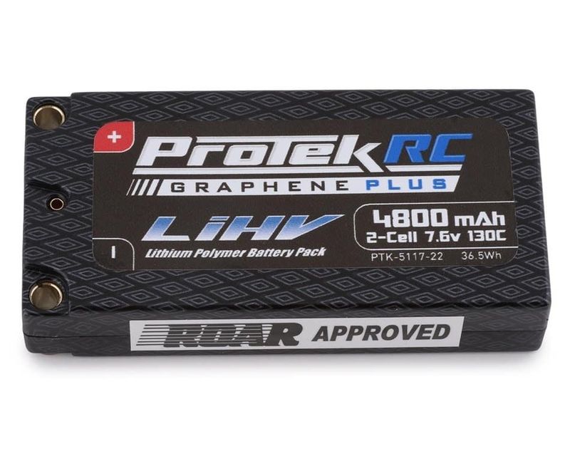 #PTK-5117-22 ProTek RC 2S 130C Low IR Si-Graphene + HV LCG Shorty LiPo Battery (7.6V/4800mAh) w/5mm Connectors (ROAR Approved)