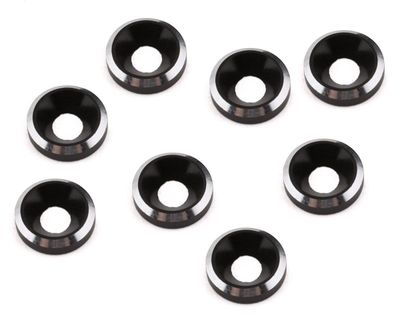 1UP Racing 3mm Aluminum Countersunk Washers (Black/Silver) (8) #81309