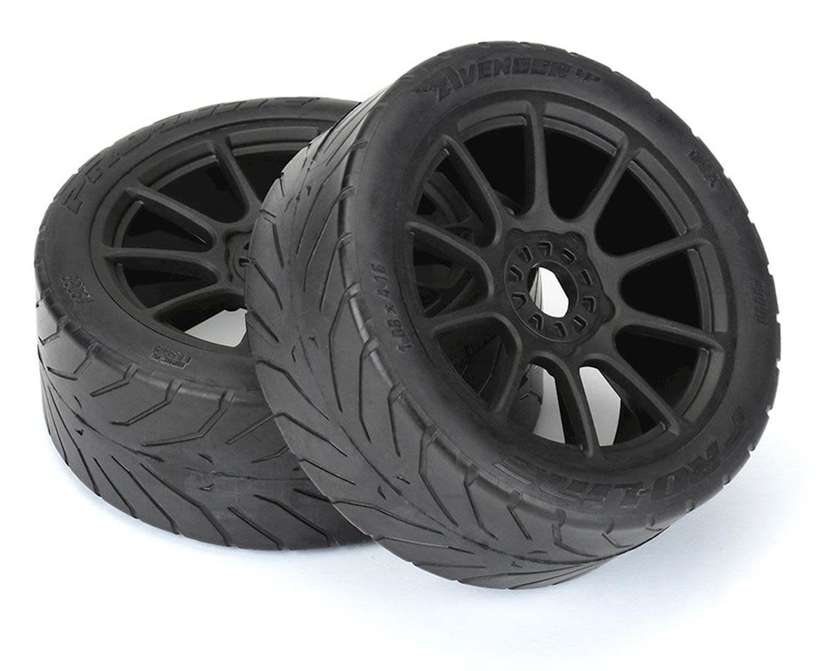 #9069-21 Pro-Line Avenger HP Belted Pre-Mounted 1/8 Buggy Tires (2) (Black) (S3) w/Mach 10 Wheel