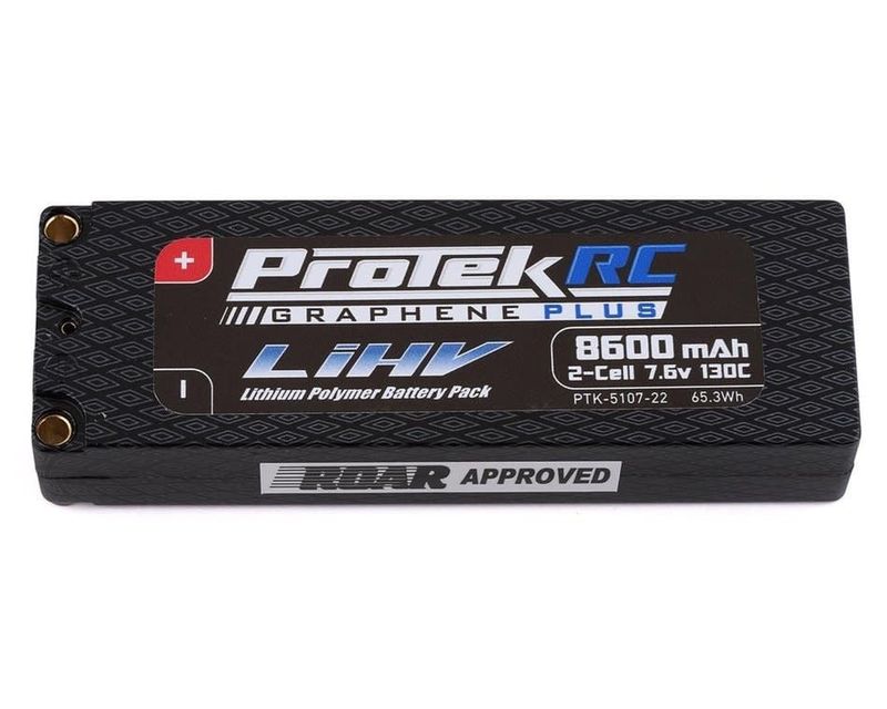 #PTK-5107-22 ProTek RC 2S 130C Low IR Si-Graphene + HV LiPo Battery (7.6V/8600mAh) w/5mm Connectors (ROAR Approved)