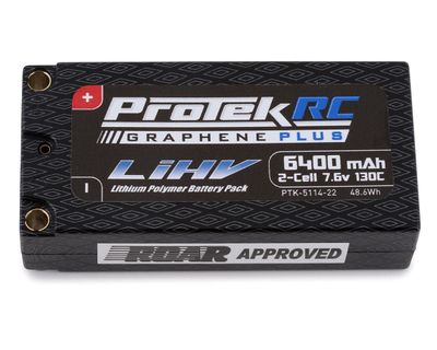 #PTK-5114-22 ProTek RC 2S 130C Low IR Si-Graphene + HV Shorty LiPo Battery (7.6V/6400mAh) w/5mm Connectors (ROAR Approved)