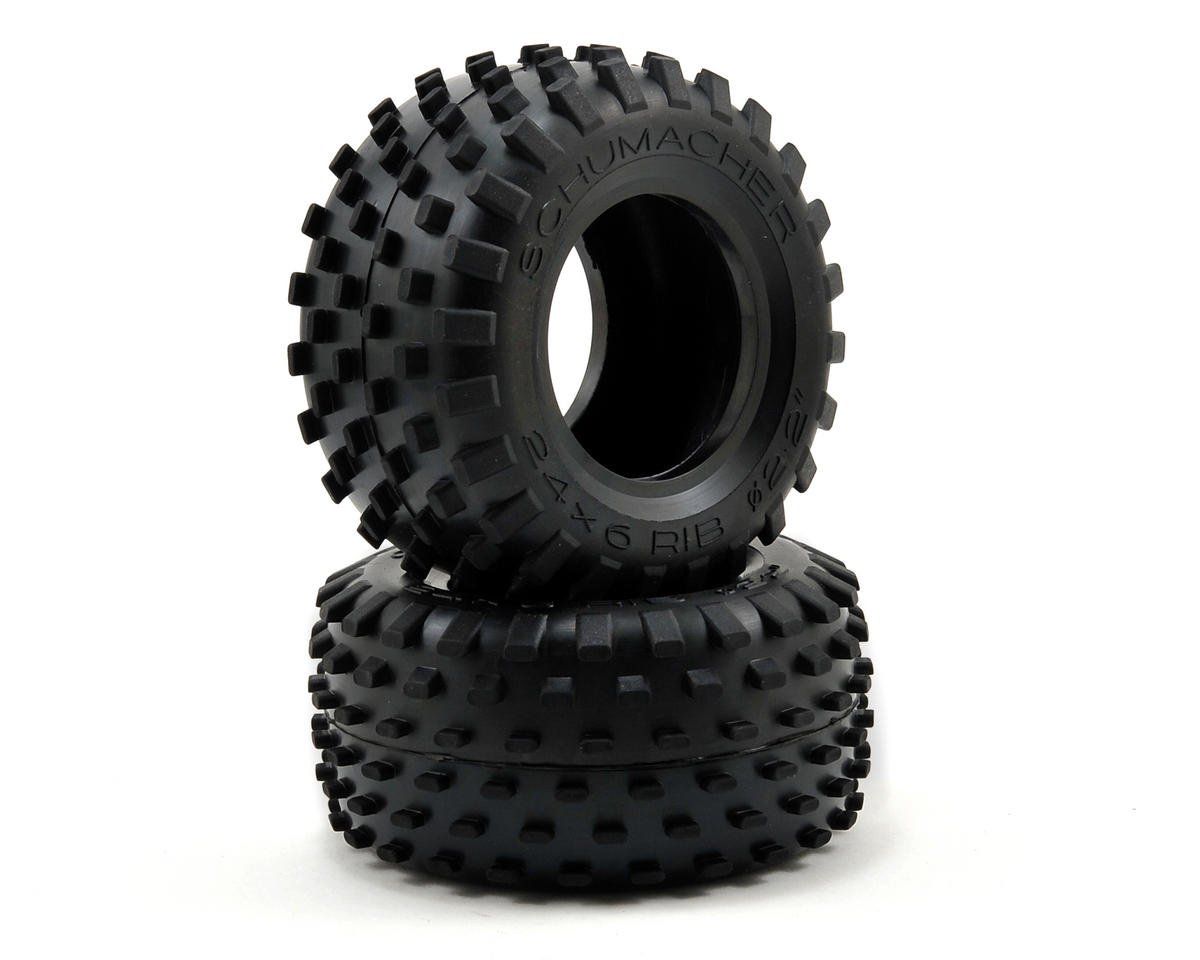 Schumacher "Stagger Rib" 2.2" 1/10 Truck Front Carpet Tires (2) (Yellow) #U6708