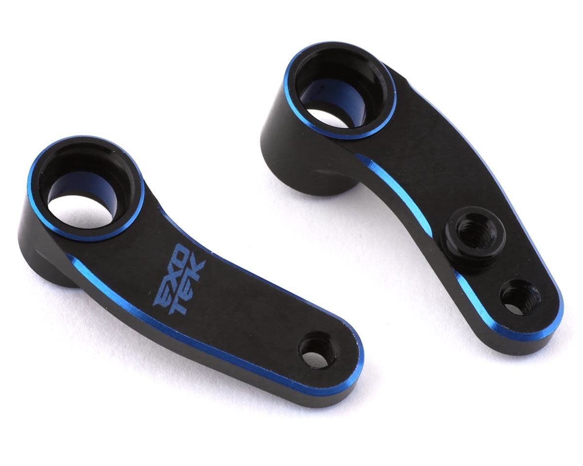 Exotek B6.3/T6.1/SC6.1 Aluminum Steering Cranks (Black/Blue) (2) #2035