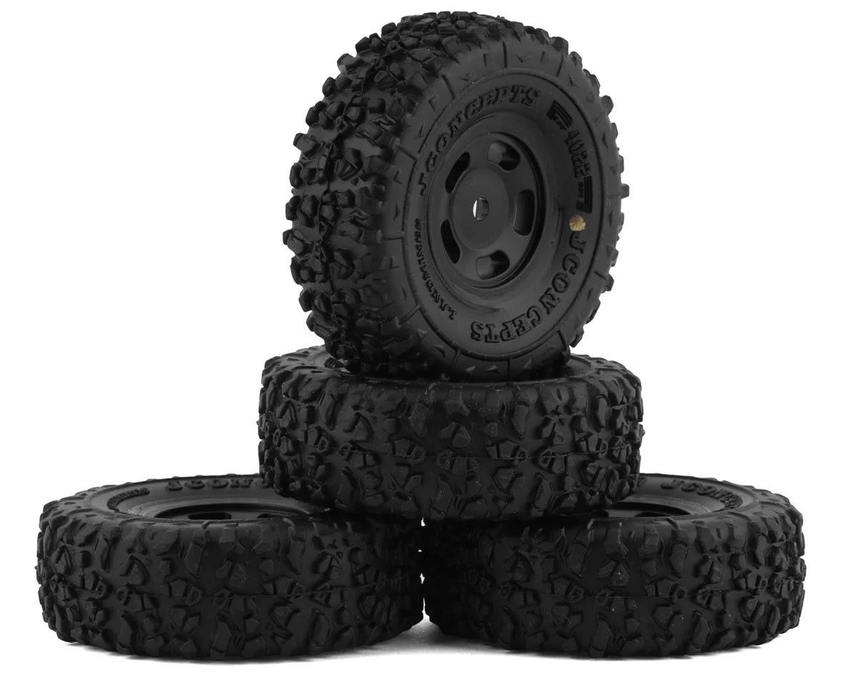 #4022-35911 JConcepts Landmines 1.0" Pre-Mounted Tires w/Glide 5 Wheels (Black) (4) (Gold) w/7mm Hex