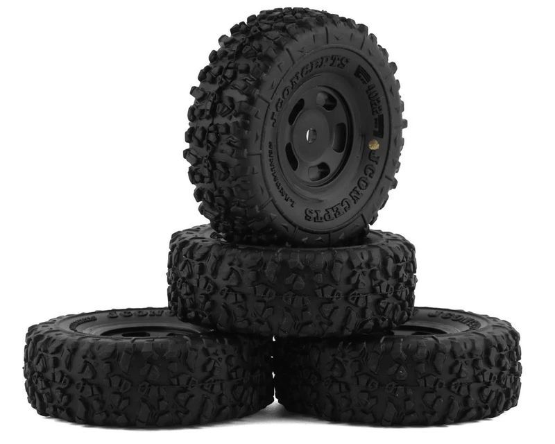 #4022-35911 JConcepts Landmines 1.0" Pre-Mounted Tires w/Glide 5 Wheels (Black) (4) (Gold) w/7mm Hex