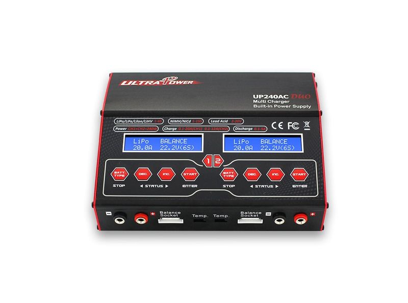 Ultra Power UP240 AC DUO 240 W Dual Port Multi-Chemistry AC/DC Charger #UPTUP240ACDUO